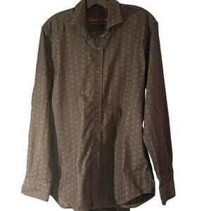 Robert Graham Modern Americana Black Skull Print Mens Large Button Down Rare